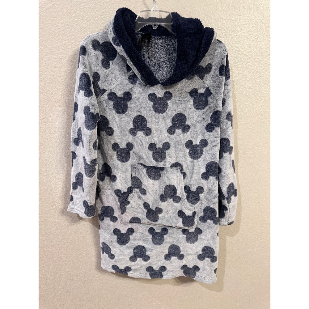 Disney Mickey Mouse Plush Lounge Wear Hoodie Robe Blue Gray Women's Medium